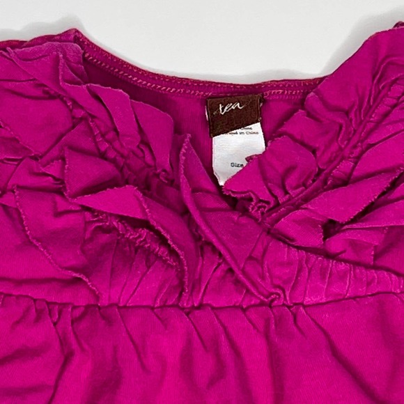 Tea Collection Top Magneta Ruffle Short Sleeve 2 - Picture 3 of 5